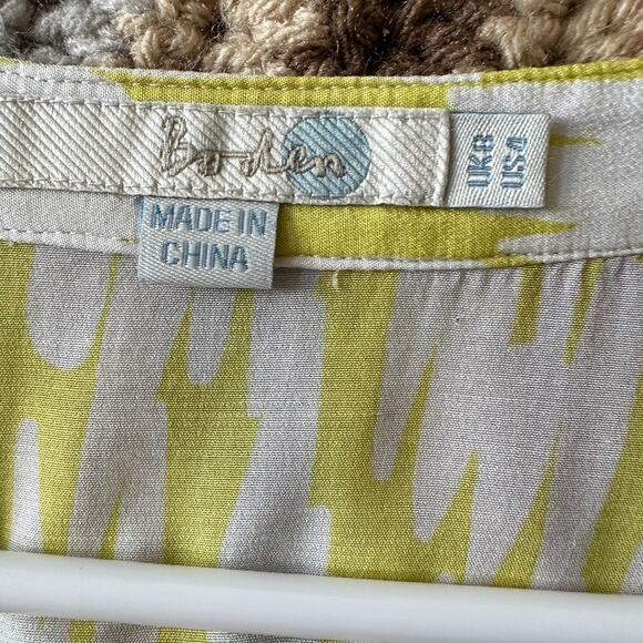 Boden Amalfi Silk Blend Blouse V-neck Sz4 Long Sleeve Ruffle Collar Yellow - Picture 10 of 12